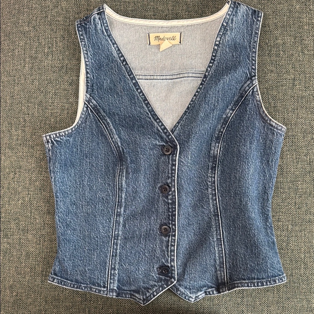Madewell Blue Cream Fitted Button Down Shirt